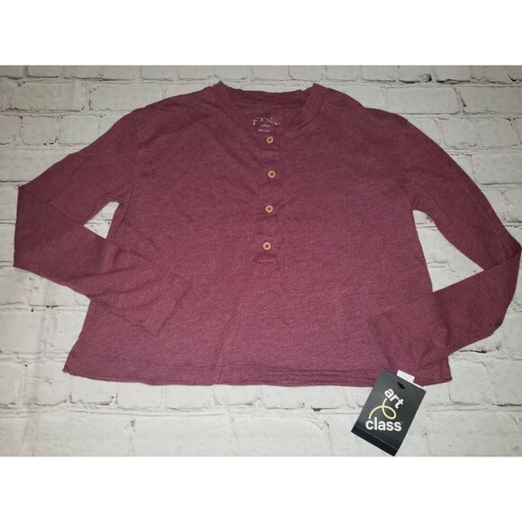 art class Other - Nwt Girls' Boxy Henley Long Sleeve T-Shirt Maroon art class Size L 10/12